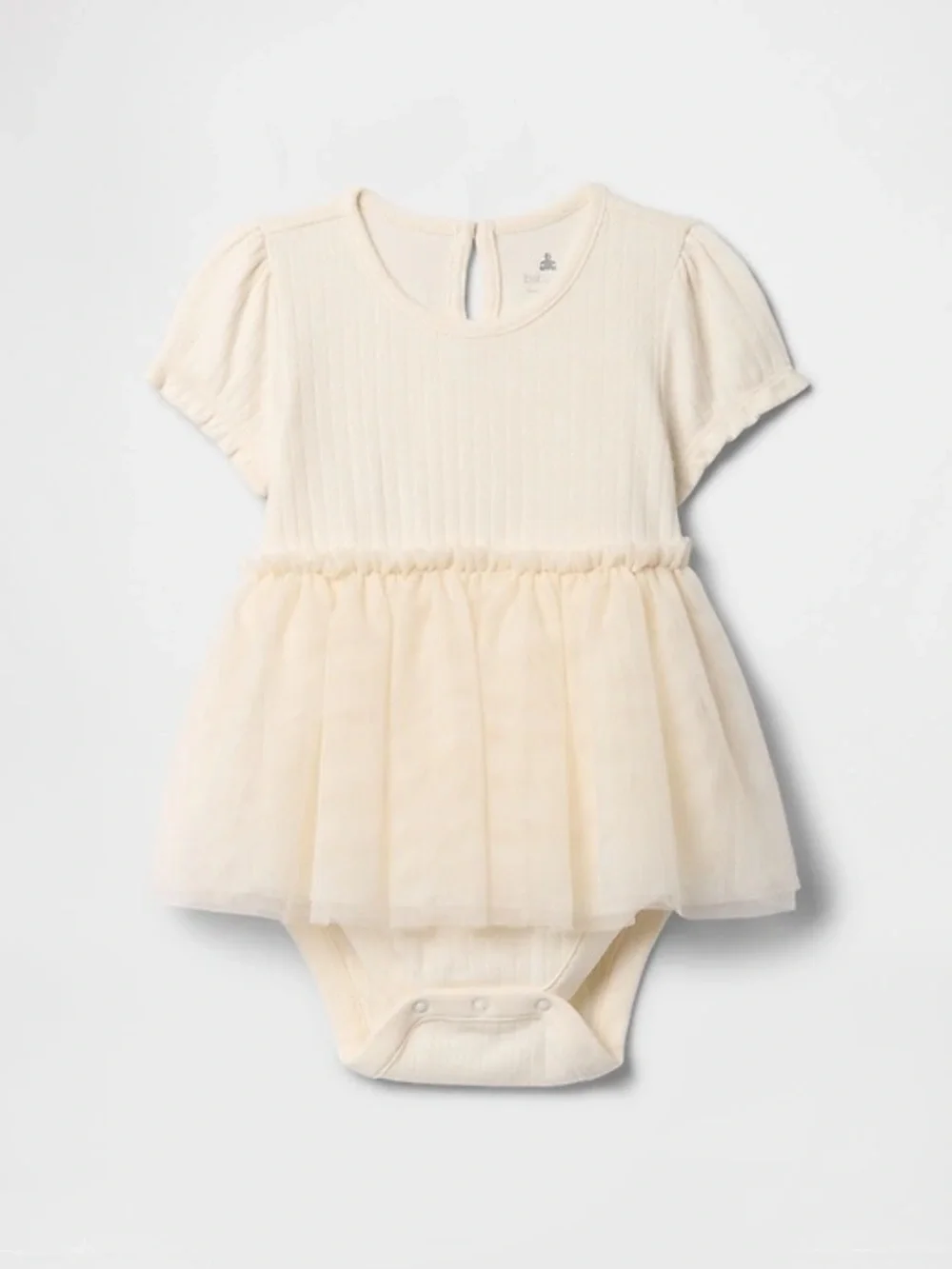 GAP Cream Tulle Peplum Baby Dress Bodysuit 18-24M
